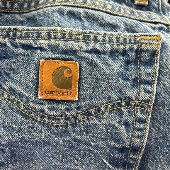 Carhartt Men’s Work Wear Flannel-Lined 5 pocket Blue Jeans - Picture 6 of 13